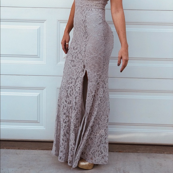 Gray lace long dress - Picture 2 of 6